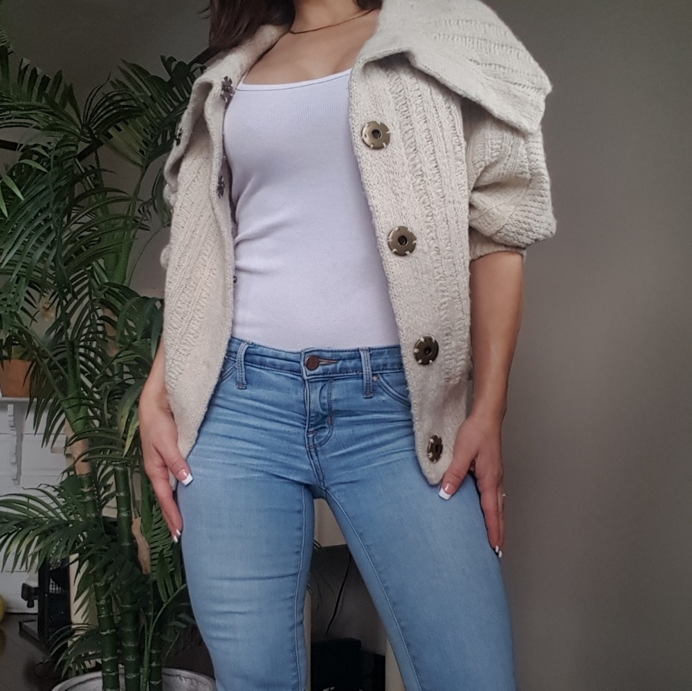 Free People wool cardigan sweater ivory, cream M